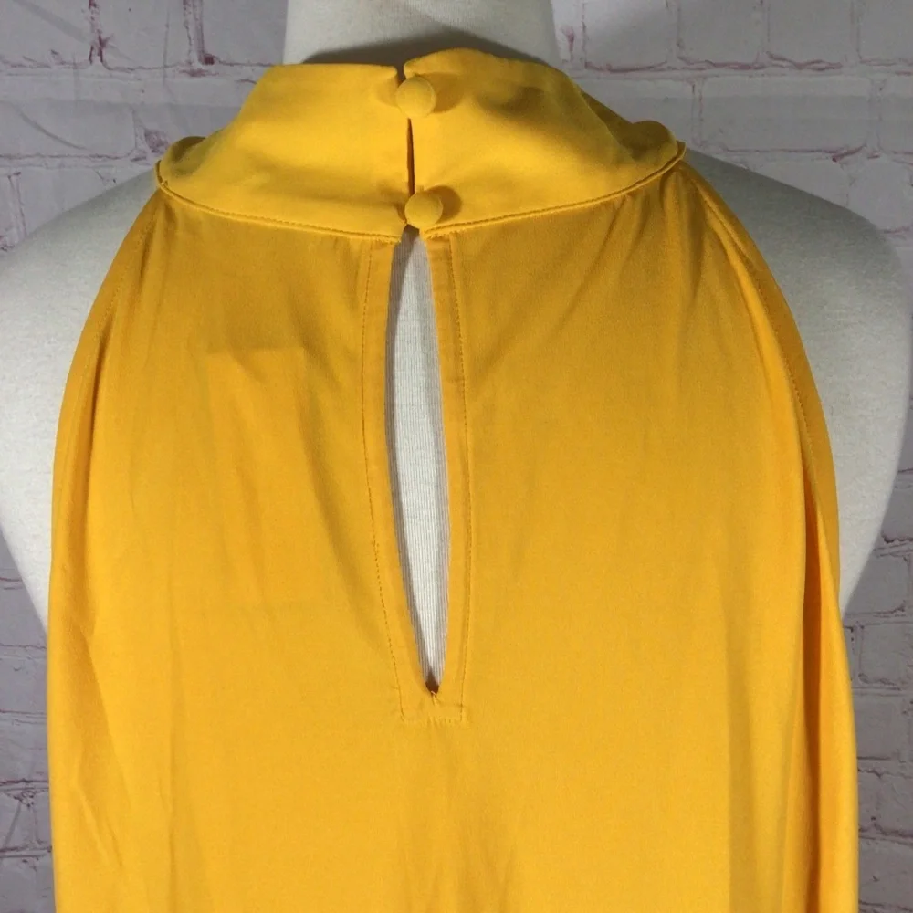 Ann Taylor Yellow Gold Pleated Halter Top - Size XL - Picture 6 of 8